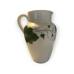 Vintage Hand Painted Porcelain Pitcher/ Ewer/Jar, Made In Portugal, 9 1/2 Inches